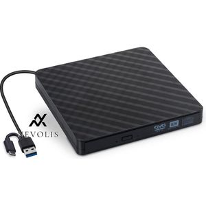 Nevolis Externe DVD-brander USB 3.0 Ultra Slim DVD ROM CD-speler Windows Mac OS Laptop Desktops PC - Zwart .
