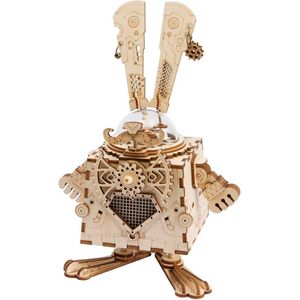 Robotime Bunny AM481 - Houten Modelbouw, Sinterklaas Speelgoed Kerst Cadeau - Muziekdoos - Steampunk - DIY, Sinterklaas Speelgoed Kerst Cadeau