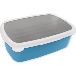 Broodtrommel Blauw - Lunchbox - Brooddoos - Metaal print - Zilver - Lijn - Grijs - Structuur - 18x12x6 cm - Kinderen - Jongen