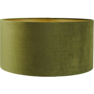 Lampenkap Cilinder - 50x50x25cm - San Remo olijf velours - gouden binnenkant