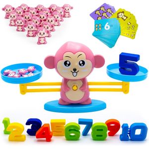 Monkey Balance Game “Roze” - Sinterklaas Cadeau - Kadootjes - Reisspelletjes Kinderen - Speelgoed Meisjes - 3 Jaar - 4 Jaar- 5 Jaar - 6 Jaar - Ik Leer Rekenen - Rekenen - Cijfers Leren - Basisvaardigheden Rekenen - Sensorisch Speelgoed - Duurzaam