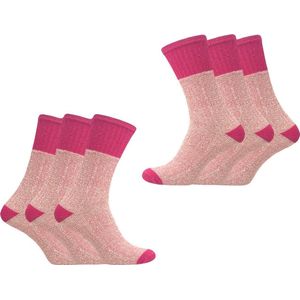 Classinn® Trango Valley Dames Thermosokken zonder elastiek - eenmaat 36 - 41 - Pink - 6 paar