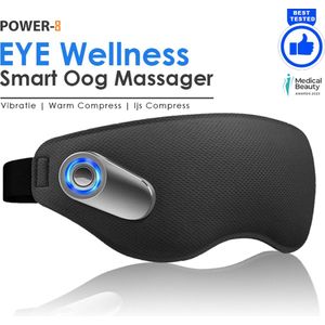 Power-8 Eye Wellness Zwart - Smart OogMassage apparaat met micro Vibwave, warm en koud compres - Massage - massage apparaat - alternatief massage pistool - oogmasker - slaapmasker vrouwen - Slaapmasker man - Anti stress - kerstcadeau - Cadeautips