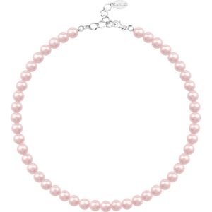 ARLIZI 1531 Parelketting - Dames - 925 Sterling Zilver - 44 cm - 8 mm - Roze