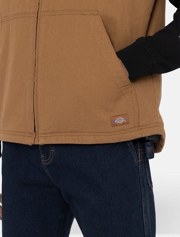 Dickies - Sherpa Lined Duck Vest - Bodywarmer - Brown Duck - 100% Katoen