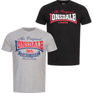 Lonsdale T-Shirt Gearach T-Shirt normale Passform Doppelpack Marl Grey/Black-5XL