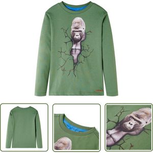 vidaXL Langmouwig - Kinderhemd - Kindershirt met lange mouwen 116 lichtkakikleurig - Meisjeskleren - Jongenskleren - Katoenen Hemd