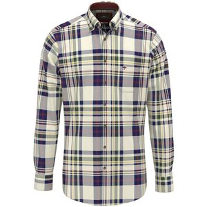 FYNCH-HATTON - Overhemd - Blauw Groen Bourgogne Wit - Geruit - Lange Mouw