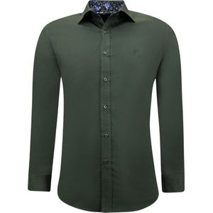 Formele Overhemden Voor Heren - Slim Fit Blouse Stretch - Groen