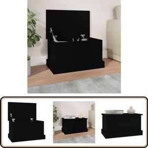 vidaXL Opbergbox - Zwart - Bewerkt hout - 50x30x28 cm Opbergbox - Houten Kast - Gereedschapskast - Opbergvak - Opslagruimte