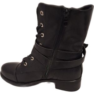 KAYLA-BIKERBOOTS-2 GESPEN-ZIJRITS-VETERS-LEDERLOOK-37