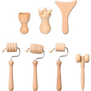 Maderotherapie Set - Houten Massageroller en Gezichtsroller voor Gezicht, Hoofd en Lichaam