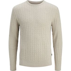Jack & Jones - JJEEMIL KNIT CABLE CREW NECK - Gebreide Trui - Oatmeal