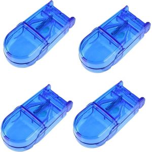 4-pack pillensnijder - met mes splitter - medicijn splitter voor ouderen - pillendoos - pillensnijder doos - verdeler - opbergdoos - gezondheidspillendoos - 8,8x4x2,5cm