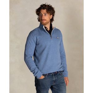 NZA - Blauwe katoenen half zip sweater