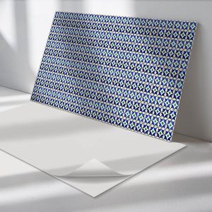 Wallfluent Vinyl Wandpaneel - Geometrisch tegelpatroon Wandpaneel PVC - 100 cm x 50 cm - Blauw Vinyl Wandpaneel - Set van 1 - Rechthoekig Wandbekleding Vinyl - Texturen Wandpaneel - Zelfklevend Wandpaneel - Wandpaneel Keuken en Badkamer