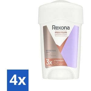 4 x Rexona Women - Deodorant Stick - Maximum Protection Sensitive Dry - Extra Bescherming - 45 ml - Rexona Deodorant - Anti-transpirant - Bescherming Tegen Zweet - Gevoelige Huid - Langdurige Bescherming