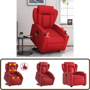 vidaXL Sta-op-massagestoel rood kunstleer Comfortabele Stoel - Massagerstoel - Sta Op Stoel - Elektrisch Verstelbaar - Ergonomische Stoel