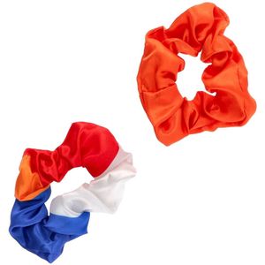 Folat - Scrunchies oranje, rood, wit, blauw - 2 stuks - WK voetbal 2026 - WK voetbal versiering - Olympische spelen