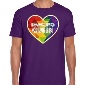 Bellatio Decorations Gay Pride shirt - dancing queen - regenboog - heren - paars L