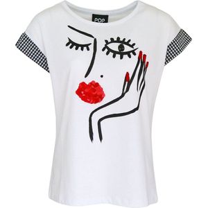 Verysimple • wit t-shirt met knipogende dame • maat S (IT42)
