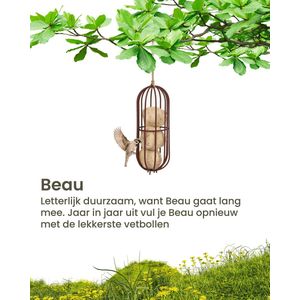 Singing Friend BEAU - Draad Vogelvoederhuisje - Bruin - Ovaal Design - Duurzaam Vogelinrichting