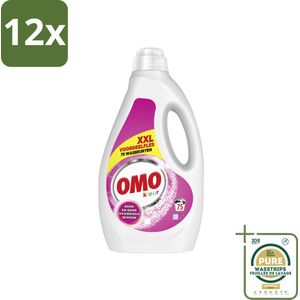 OMO – Vloeibaar Wasmiddel – Kleur XXL – 75 Wasbeurten - Voordeelverpakking - 12 stuks - Kleurbescherming - Vlekverwijdering