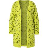 MIAMODA - Dames - Vest classic fit hart-motief - Limoen - Maat 42+