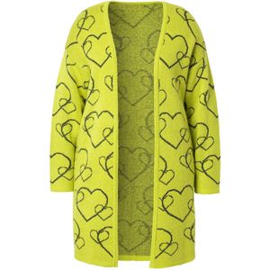 MIAMODA - Dames - Vest classic fit hart-motief - Limoen - Maat 42+