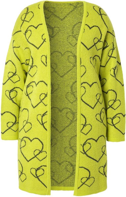 MIAMODA - Dames - Vest classic fit hart-motief - Limoen - Maat 42+