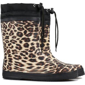 *gevoerd* FashionBootZ regenlaarzen leopard Bruin - Zwart-41