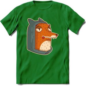 Hoodie fox T-Shirt Grappig | Dieren vos Kleding Kado Heren / Dames | Animal Skateboard Cadeau shirt - Donker Groen - L