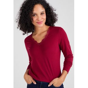 Damart - Thermol'love kanten T-shirt - Dames - Rood - S