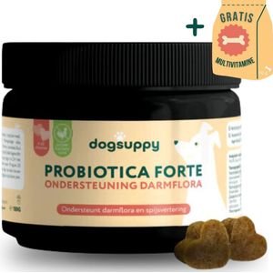 Probiotica Forte snoepjes (VLEESVRIJ) | Ondersteunt Darmflora & Spijsvertering | 100% Natuurlijk | +3 miljard Probiotica per snoepje | FAVV goedgekeurd | Probiotica Hond | Hondensupplementen | Hondensnacks | Geschenk per bestelling | 60 hondenkoekjes