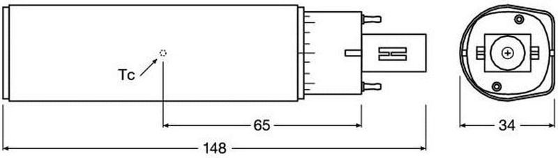 Radium - G24D-2 - LED Lamp - Warm Wit - 7W - 220V - 3000K - 700lm - Niet dimbaar - 148x34mm