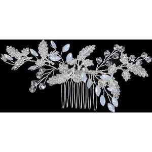 Bruidshaaraccessoires- Bruidshaarkam- Haaraccesoires Bruiloft-Haarschuifje-Bruids Haarversiering- Bruids Haaraccesoires- Bruidsmeid-Haarversiering-Haaraccessoire-Haarklem-Parels-Strass Steentjes- Vrijgezellenfeestje Vrouw-Kleur: Zilver Bauw