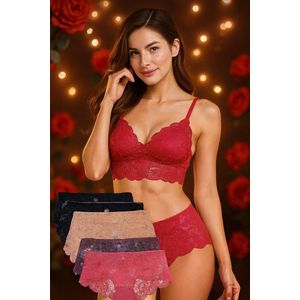 Dames slip – 8 pack - Hoge taille – Multicolor – Mooi design -Met kant - Comfortabel - Sexy - 9-Katoen - verkrijgbaar XL-4XL- 8 verschillende kleuren