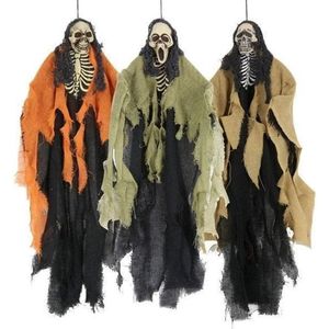 Halloween 1x Skelet horror hang decoratie pop 60 cm - Halloween versiering hangende poppen