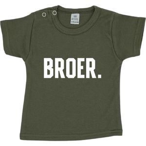 T-shirt korte mouw - BROER. - Groen - Maat 92 - Dreumes - Peuter - Ik word grote broer - Big brother - Baby aankondiging - Zwanger - Geboorte