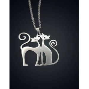 Katdootje - Katten Ketting - Verstrengelde Liefde - Zilver - of Goudkleurig