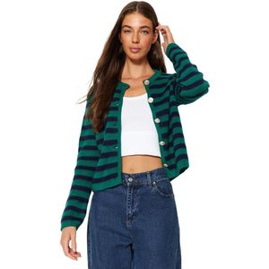 Trendyol - Twoaw24Hi00040 - Cardigan - Camel - Soft Texture Gestreepte Jas