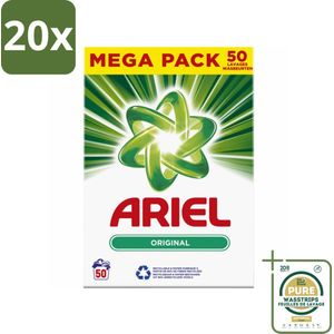 20 x Ariel Original - Waspoeder - Witte en Lichtgekleurde Was - 50 Wasbeurten - Grootverpakking - Waspoeder - Reiniging - Witte Was - Lichte Kleuren - Anti-residu