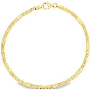 Juwelier Zwartevalk 14 karaat gouden valkenoog schakel armband - ZV 1323/18cm