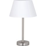 Home Sweet Home tafellamp Largo - tafellamp Stick rond mat nikkel inclusief lampenkap - lampenkap 30/20/17cm - tafellamp hoogte 38 cm - geschikt voor E27 LED lamp - wit