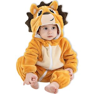 BoefieBoef Dieren Kleuter Onesie Peuter Pyjama Kinderen 2 tot 4 jaar – Leeuw Geel Verkleedkleding met Luierrits – Carnaval Dierenpak - Kraamcadeau - Zacht Flanel - Baby Romper - Boxpak - Jongens - Meisjes - Kruippak - Winterpak - Leeuw Geel Lion