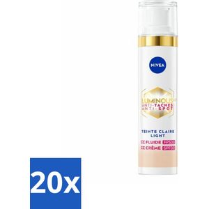 NIVEA - Cellular LUMINOUS630 CC Crème Licht - Gekleurde Dagcrème - Tegen Pigmentvlekken - SPF 30 - 40 ml - Bulkverpakking - 20 stuks