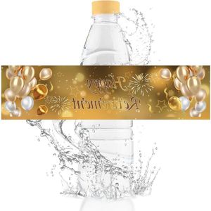 Happy Retirement - 50 zelfklevende etiketten voor waterflessen. Perfect voor gouden waterflessen op jouw officiële pensioenfeest!