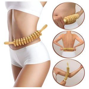 Massagebal - Massage - Massage stok - Massage stick - Massage Apparaat - Vermoeidheid Verlichten - Accessoires - Anti Cellulite Massage Roller Tool - Massager Hele Lichaam - Massager Dij - Gebogen Houten Massageroller - Bindweefselmassages - Relax