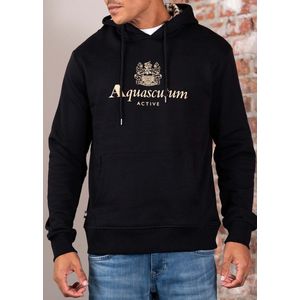 Aquascutum Big logo hoodie fleece - black