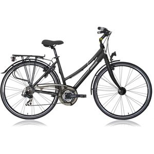 Herenfiets Hybride - Met 7 versnellingen - Stadsfiets 28 inch - Framemaat 43cm - V-brakes en remgrepen - Mat zwart